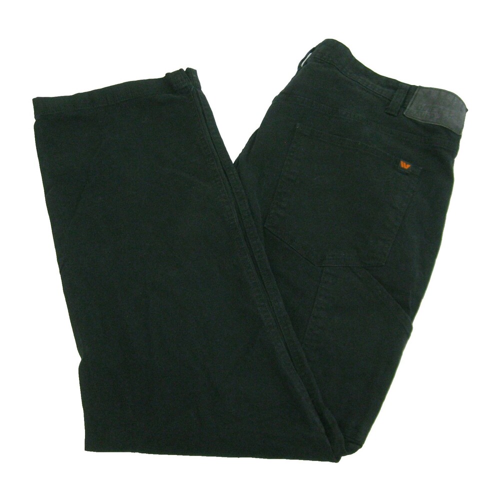 Eddie Bauer Carpenter Jeans Mens Size 38x32 Black Denim Pants 6 Pockets Zip Fly